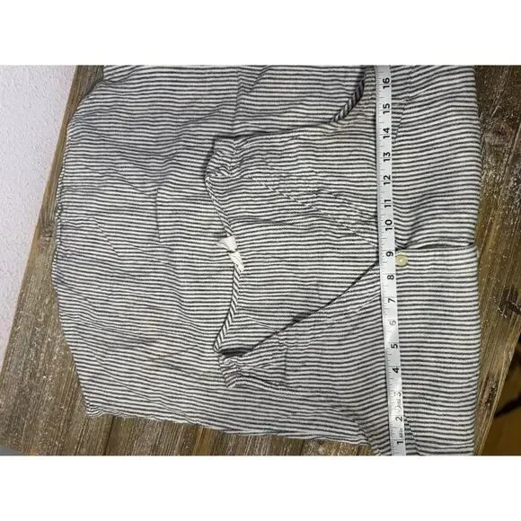 Gap Dress Stripe Button Front V-Neck Sleeveless Lightweight Linen Black Womens S - Picture 9 of 10